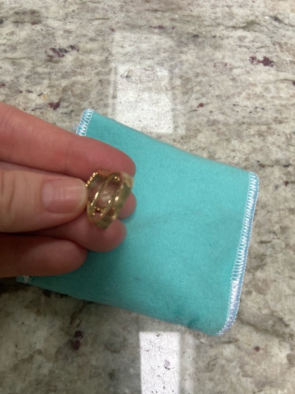 Gold Cocktail Ring with Light Green Cushion Gemstone - Picture 4 of 6